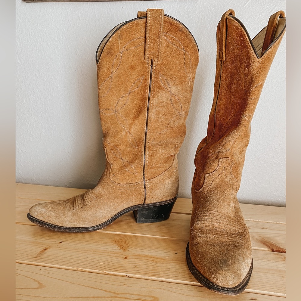 Vintage Suede Acme Cowboy Boots
